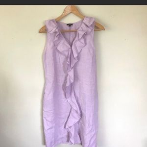 Talbots lavender linen ruffle dress